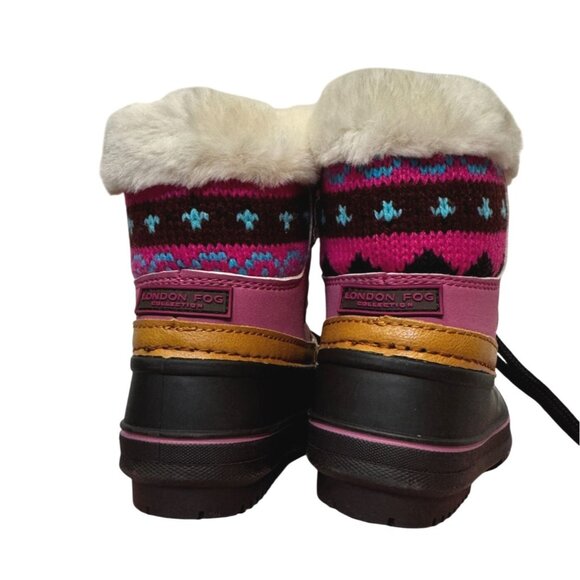 London Fog Kids Lil Tottenham Waterproof Winter Boots Size 6M Brown/Pink Durable - Picture 3 of 7